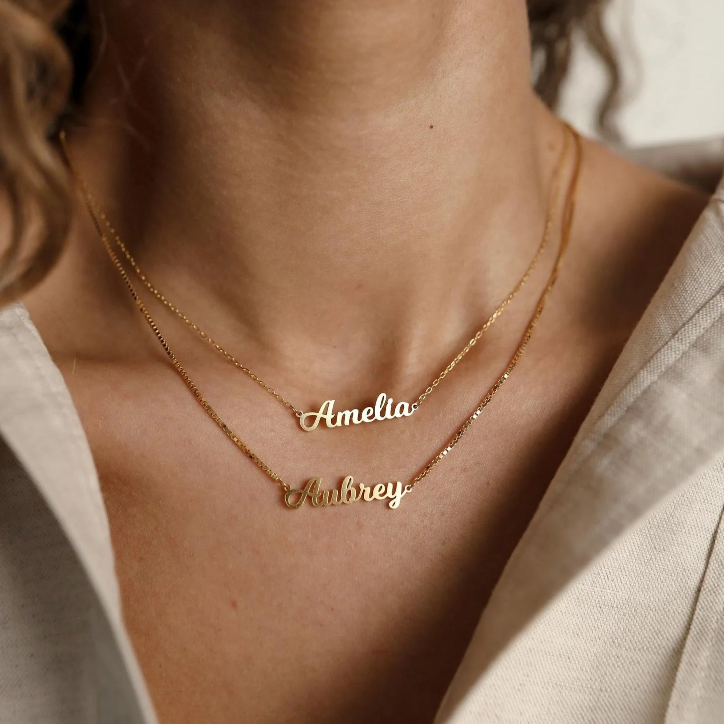 Non fading name necklace, popular cross-border item in Europe and America, DIY custom English letter collarbone chain, stainless steel material