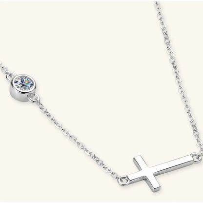 Cross 925 Sterling Silver Moissanite Necklace